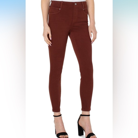 NWT Liverpool Los Angeles Gia Glider Pull-on Ankle Skinny in Brunette - Picture 1 of 16